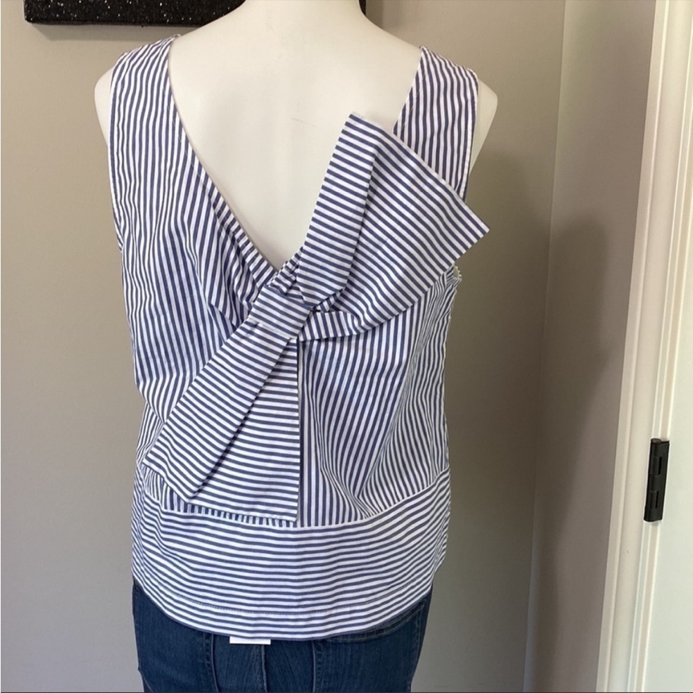 Vineyard Vines Sarah Stripe Bow Back Top Sleeveless Blue White Coastal Sz 8